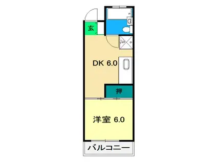 スカイパレス二葉(1DK/3階)の間取り写真