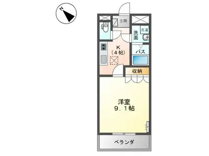 ルナ・アルカディア 参番館(1K/1階)の間取り写真