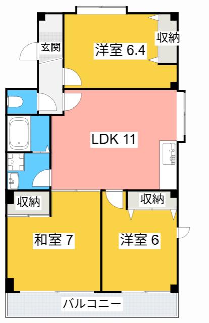 プリミエール藤江I(3LDK/2階)の間取り写真