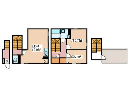 板橋区高島平1丁目D-ROOM(2LDK/2階)の間取り写真