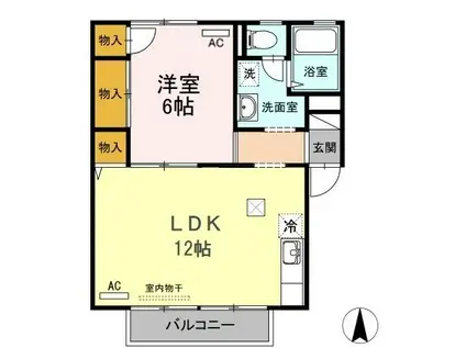 ニューエデン(1LDK/1階)の間取り写真