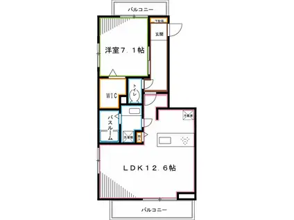 スリーエイトナインIII(1LDK/1階)の間取り写真