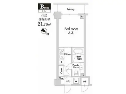 プライムアーバン田園調布南(1K/1階)の間取り写真