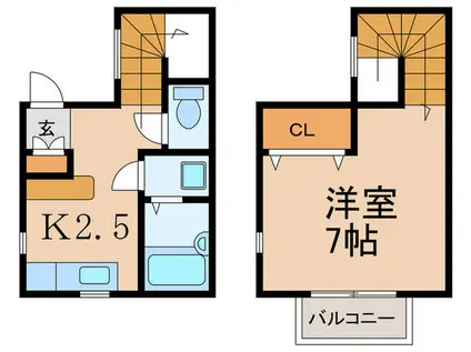 リバ-フィールドII(1K/1階)の間取り写真