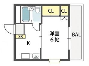 花園グレースマンション(1K/2階)の間取り写真