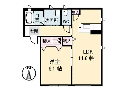 プログレスC棟(1LDK/1階)の間取り写真