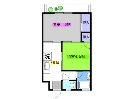 一色ビラ(2K/4階)の間取り写真