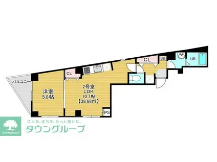 THE HOUSE MINOWA(1LDK/5階)の間取り写真