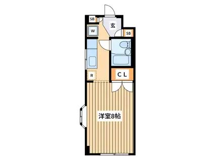 カーザ八王子(ワンルーム/2階)の間取り写真