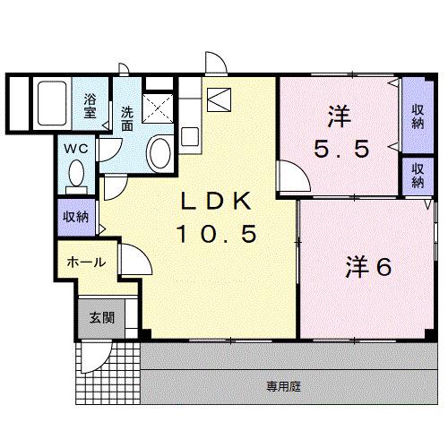 カンフォート松島I(2LDK/1階)の間取り写真