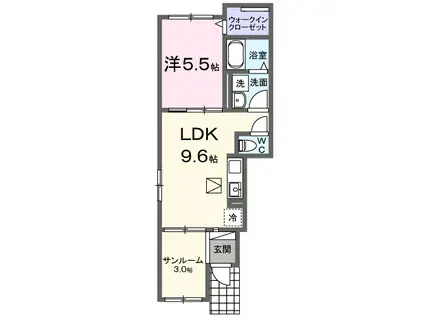 JR山陽本線 東福山駅 徒歩26分 2階建 築2年(1LDK/1階)の間取り写真