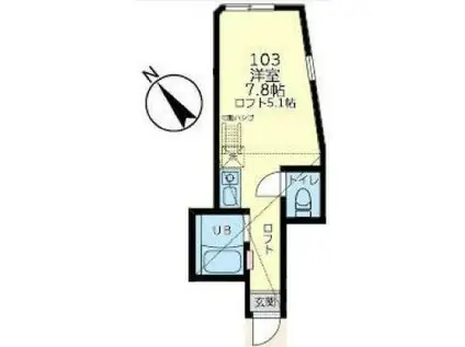 ユナイト田浦ブレストン(ワンルーム/2階)の間取り写真