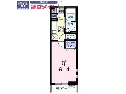 ヴィラ・ファミーユ(1K/1階)の間取り写真