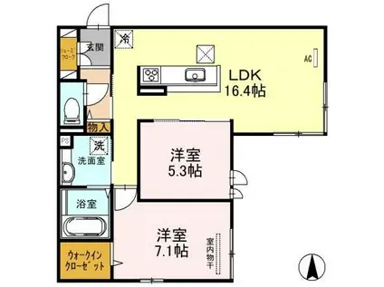 グランディールさわらぎ(2LDK/1階)の間取り写真