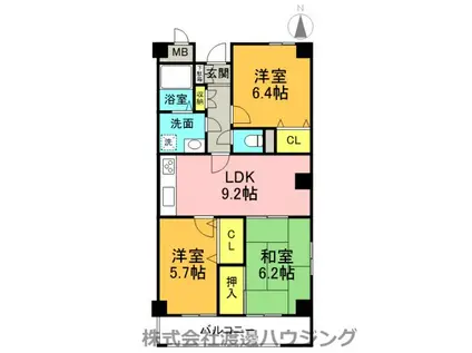 一力グランドマンション(3LDK/3階)の間取り写真