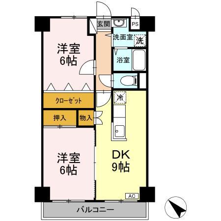 クレッセ(2DK/2階)の間取り写真