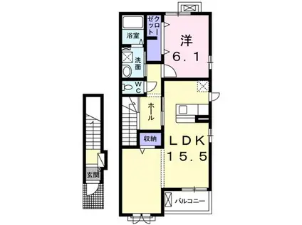 メゾン ド さちB(1LDK/2階)の間取り写真