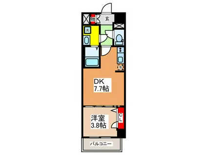 近鉄南大阪線 高鷲駅 徒歩11分 7階建 築3年(1DK/2階)の間取り写真