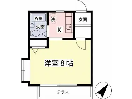 タウンハウス菊野台(1K/1階)の間取り写真