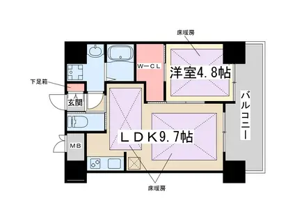 ノルデンハイム江坂Ⅲ(1LDK/12階)の間取り写真