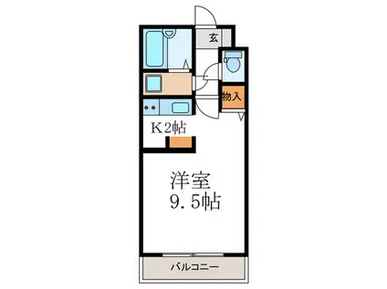 御所山の手コーポ(1K/2階)の間取り写真