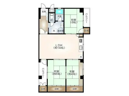 ハイツ鹿の子(3LDK/5階)の間取り写真