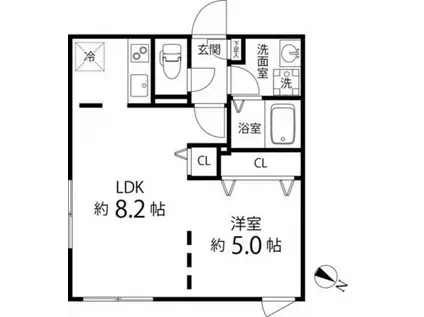 BRANCHE目黒(ワンルーム/3階)の間取り写真