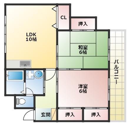 ステートリー羽衣(2LDK/2階)の間取り写真