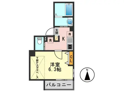 VARIE イースト KOIWA(1K/1階)の間取り写真