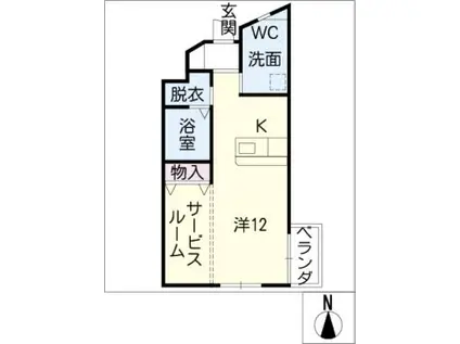 翔MINOKAMO(ワンルーム/2階)の間取り写真