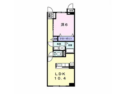 フェリース美里(1LDK/2階)の間取り写真