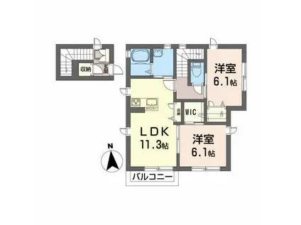 メゾンドアレ(2LDK/2階)の間取り写真