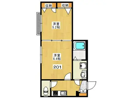 LUCE POPOLARE(2K/2階)の間取り写真