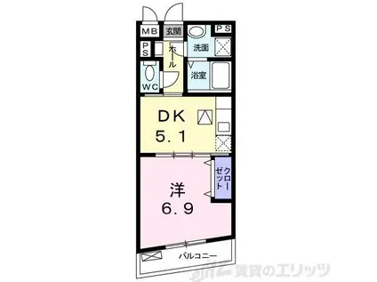 コリネット ウエスト(1DK/1階)の間取り写真