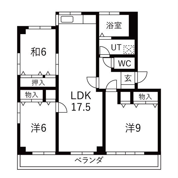 パークウエスト貴船 B棟(3LDK/3階)の間取り写真