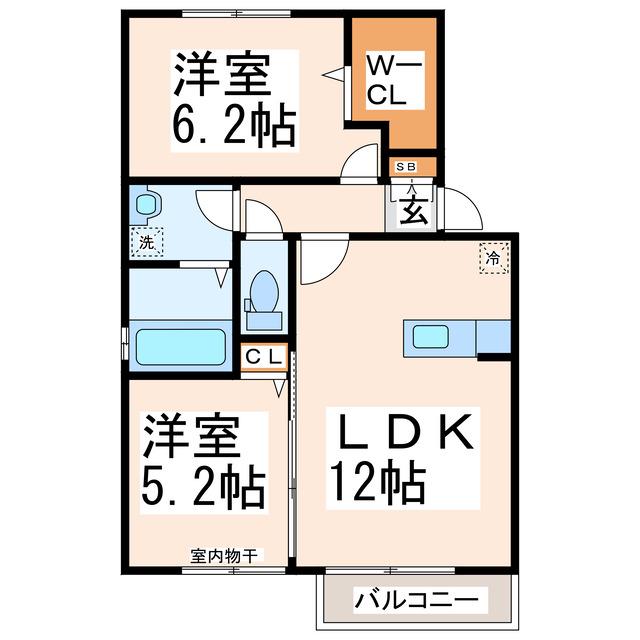 グリーンコート(2LDK/2階)の間取り写真