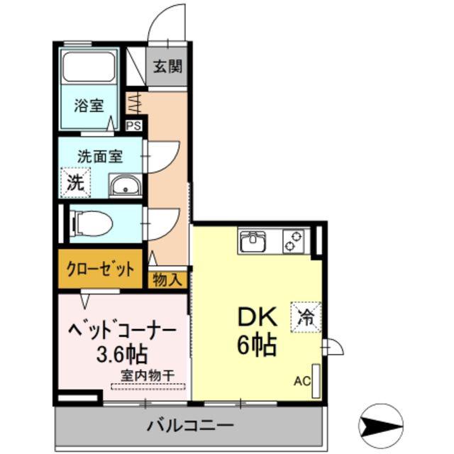 ヴィグノーブル上石神井(1DK/2階)の間取り写真