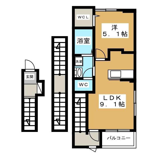 ブリュームII(1LDK/3階)の間取り写真