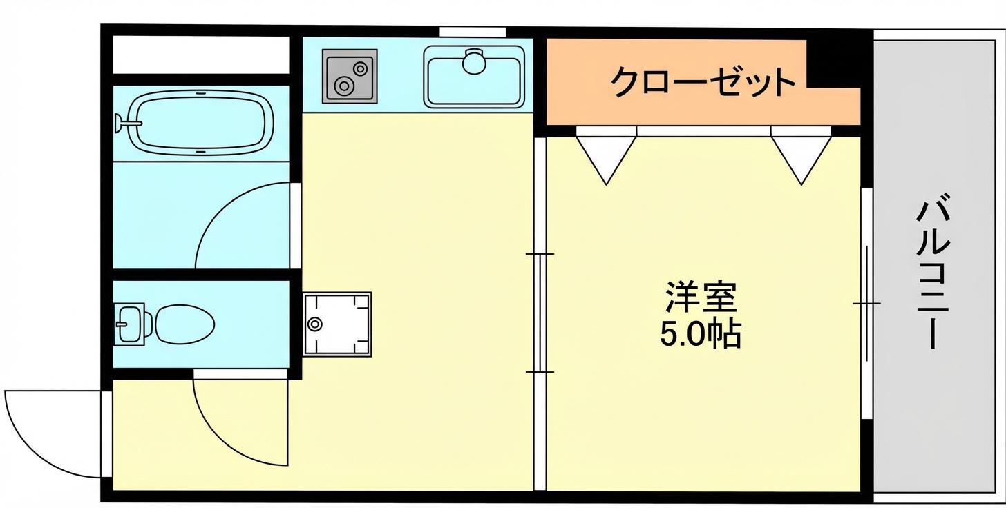 西浦ビル(1DK/3階)の間取り写真