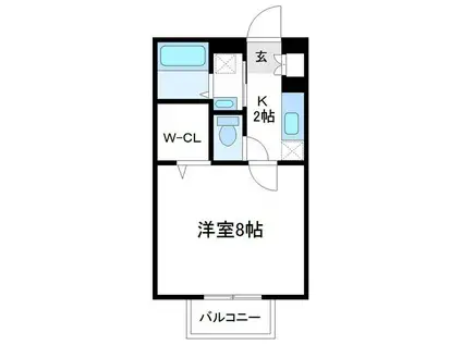 グリーンハウスC(1K/1階)の間取り写真