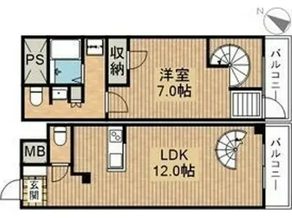 グレンパーク・京橋(1LDK/2階)の間取り写真