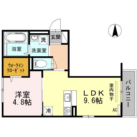 ルーエ西町(1LDK/3階)の間取り写真