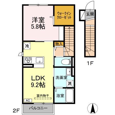 ラブリエSUN II(1LDK/2階)の間取り写真