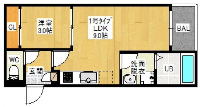 REGALEST奥田(1LDK/3階)の間取り写真