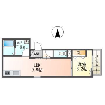 LE COCON 江南III(1LDK/2階)の間取り写真