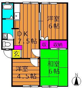 コーポサンライト I(3DK/2階)の間取り写真