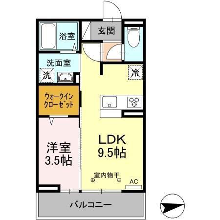 MスカイVI(1LDK/3階)の間取り写真
