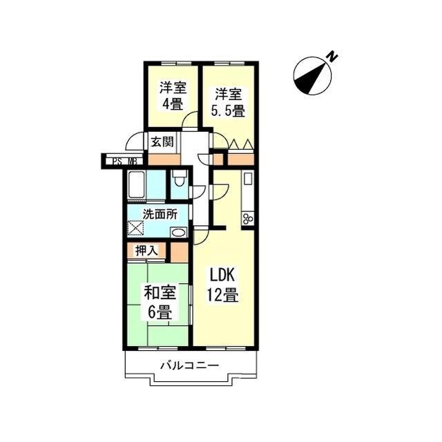 近藤マンション(3LDK/4階)の間取り写真