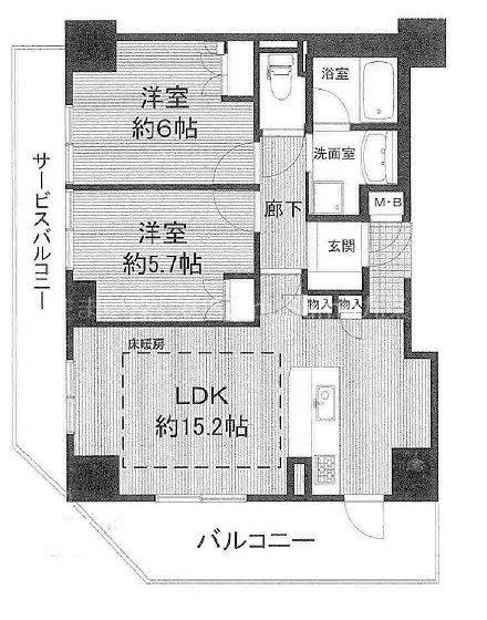 アランジェ九条(2LDK/8階)の間取り写真