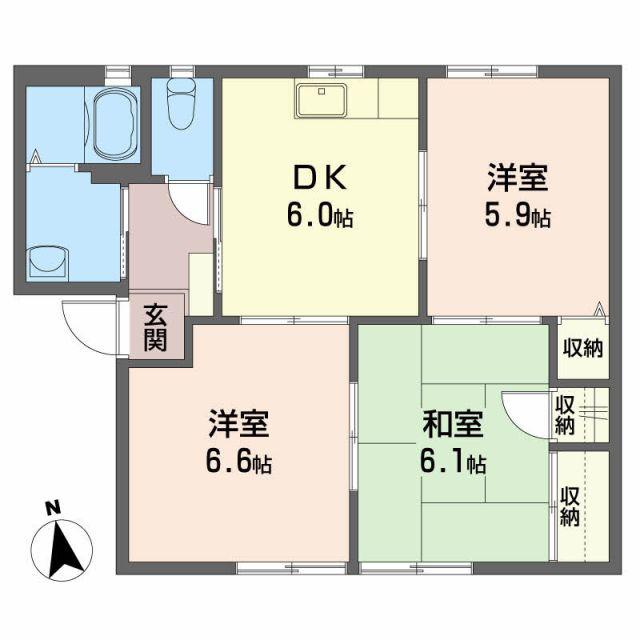 シャーメゾン橋田 C棟(3DK/1階)の間取り写真